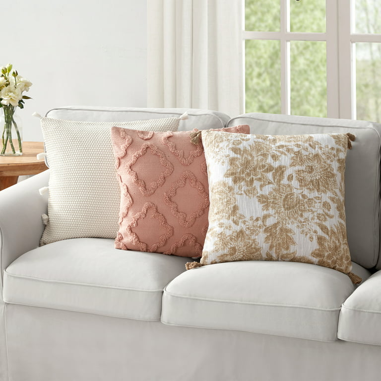 Decorative Throw Pillows Cream Washable Microsuede Pillows