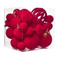 thumbnail image 1 of Bolas Navideñas de Flocado con Formas Especiales, 36 Adornos Pintados de Terciopelo Rojo | Decoraciones Navideñas de Tela Suave | Adornos para Árbol Multifuncionales, Guirnaldas y Centros de Mesa, 1 of 6