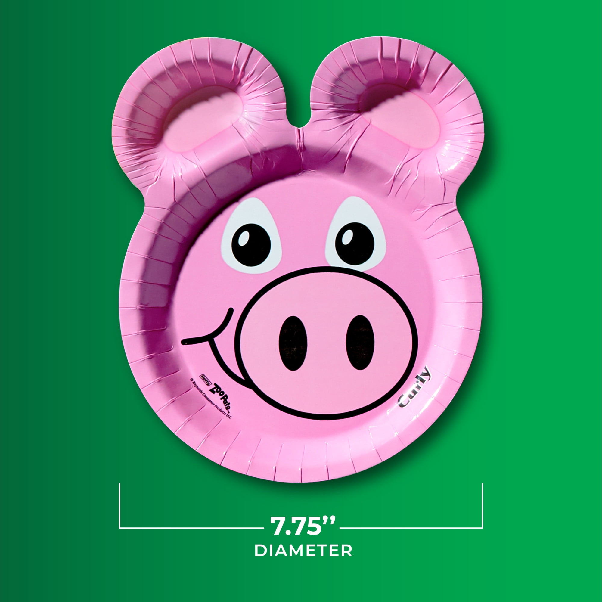 Hefty Zoo Pals Paper Plates for Kids, Assorted Animal Designs with Two Dipping Compartments, Multi-Color, 7.75”, 15 Count