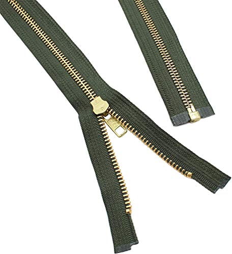 29 Medium Weight Jacket Zipper YKK #5 Brass ~ Separating ~ 567 Olive Green 1 Zipper/pack