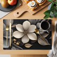 thumbnail image 2 of Placemat Set of 6 Gold Flowers Placemats for Dining Table Gorgeous Art Washable Table Mats for Kitchen and Party Decor Indoor & Outdoor Use, 2 of 8