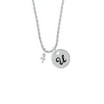 thumbnail image 2 of Delight Jewelry Silvertone Super Mini Simple Cross Silvertone Script Initial Disc - U - Charm Necklace, 20"+3", 2 of 4
