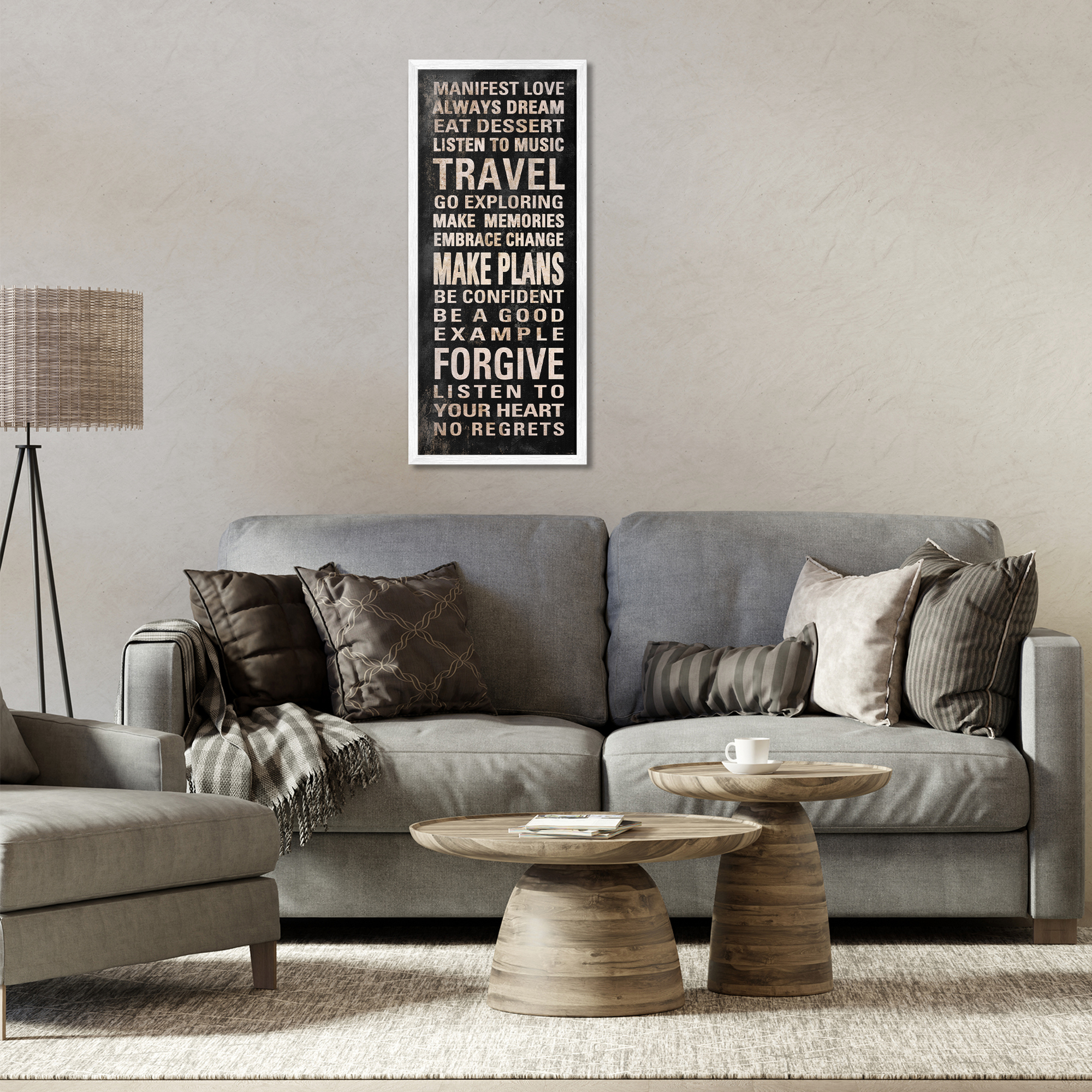 Stupell Industries Manifest Love Phrases Typography Painting White Framed Art Print Wall Art, 13 x 30