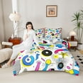 thumbnail image 4 of Homewish Teens Abstract Hippie Memphis 3 Pieces Queen Comforter Set,Contemporary Abstract Art Ultra Soft Bedding Sets,Minimalist Geometric Bedding Comforter Set,Super Cozy Room Decor,Reversible, 4 of 8