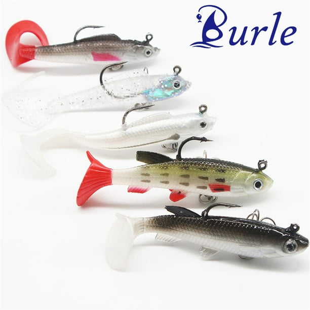 Leadingstar Burle 5pcs/Lot Box-Packed Lead Jig Head Softbait Lure Fishing Bait Tail Shad Type Lure 8cm/14g 10cm/9.3g 5pcs/Lot