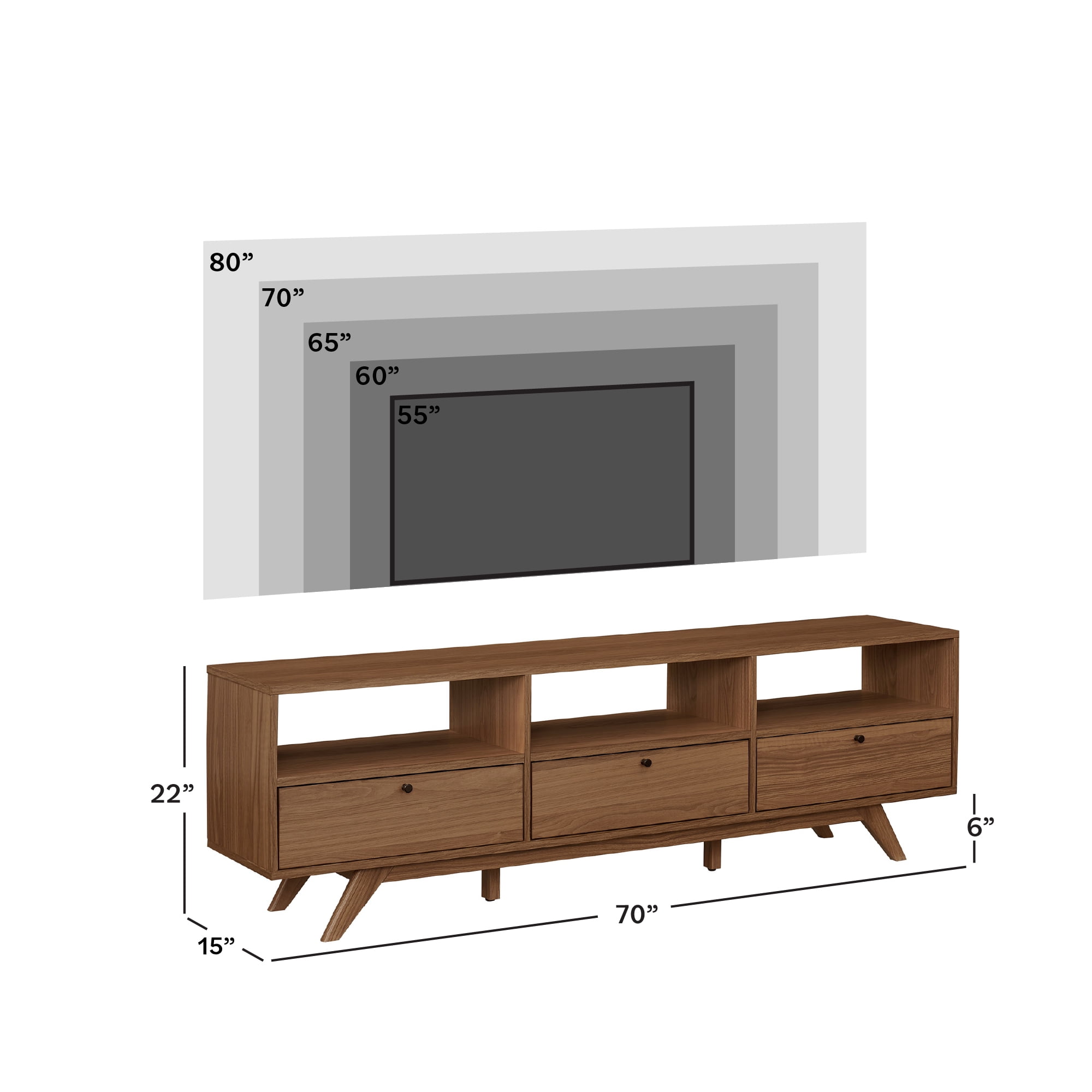 Walker Edison Mid-Century Modern Storage TV Stand for TVs up to 80”, Mocha