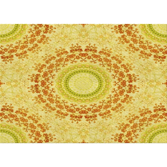 Ahgly Company Machine Washable Indoor Rectangle Transitional Bold Yellow Area Rugs, 3' x 5'