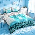 thumbnail image 2 of Homewish Cyan Bowknot Full Size Bedding Sets for Princess Girls, Glitter Cheetah Print Full Size Bed in a Bag, Polka Dots Reversible, 7 Pieces, 2 of 7