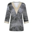 thumbnail image 4 of Weiqiqre Summer Fashion Tops for Women Graphic Printed Lace V-Neck 3/4 Sleevet Casual T-shirt Blouse, 4 of 5