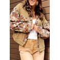 thumbnail image 2 of Women's Khaki Waffle Knit Floral Print Patchwork Button Up Jacket | [ZhiHiMeRi] | (US 20-22)2XL, 2 of 12