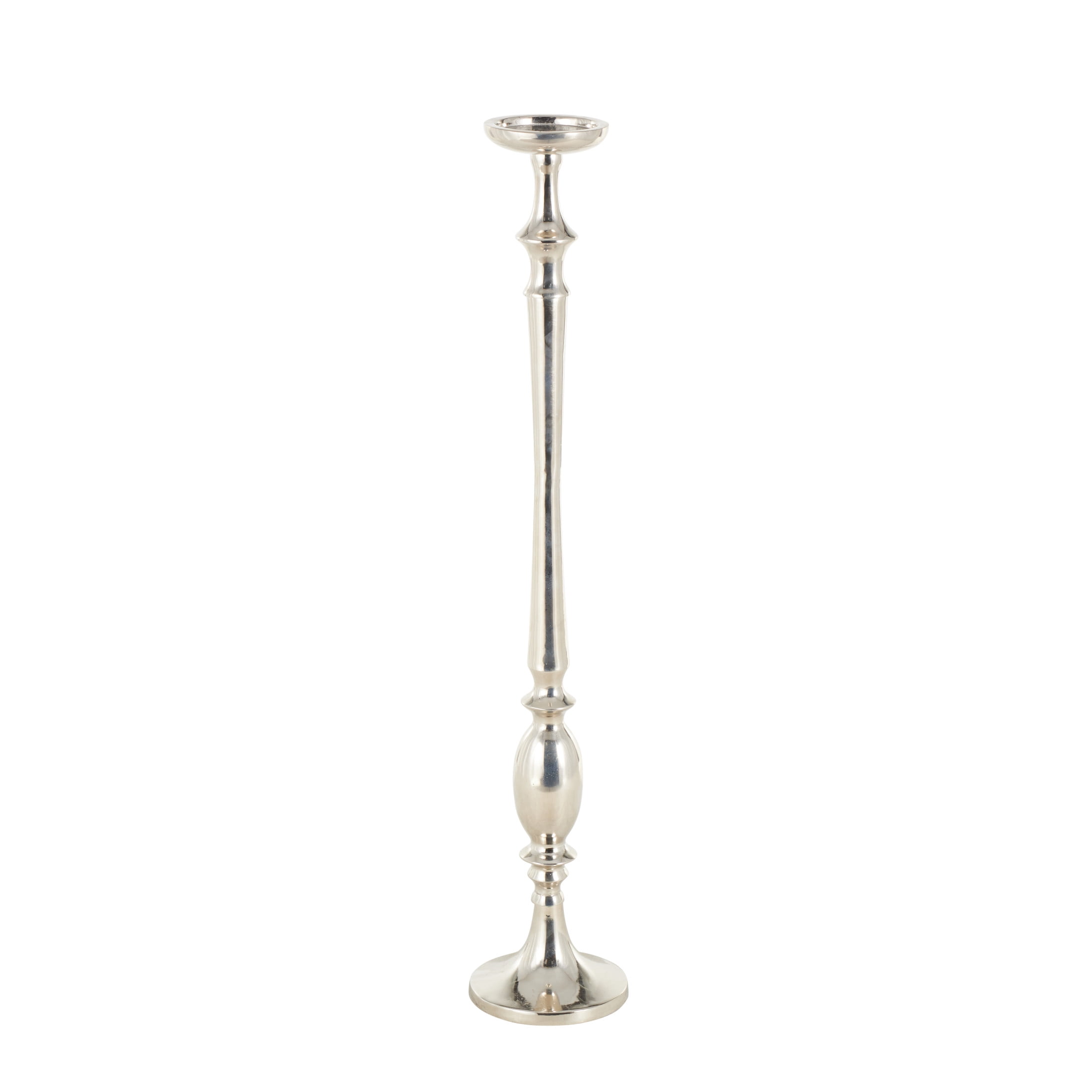 DecMode Silver Aluminum Metal Floor Candle Holder
