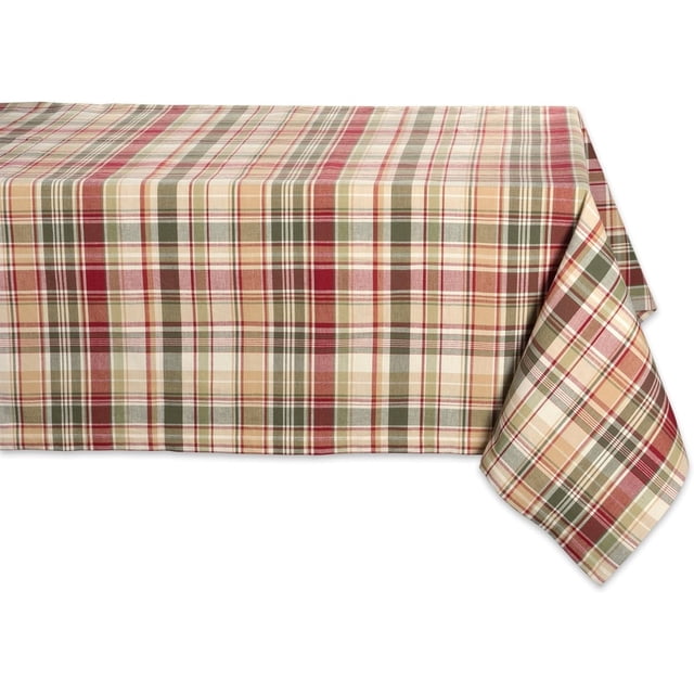 Give Thanks Plaid Fall Table Decor, Autumn & Thanksgiving Tabletop Linens, 52x52 Square Tablecloth