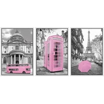 wall26 Framed Canvas Print Wall Art Set Duotone Italy London Paris Vacation Cityscape Architecture Photography Modern Art Bohemian Urban Landscape for Living Room, Bedroom, Office - 24"x36"