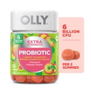 OLLY Extra Strength Probiotic Gummy Supplement, 6 Billion CFUs, 2 Probiotic Strains, 50 Count