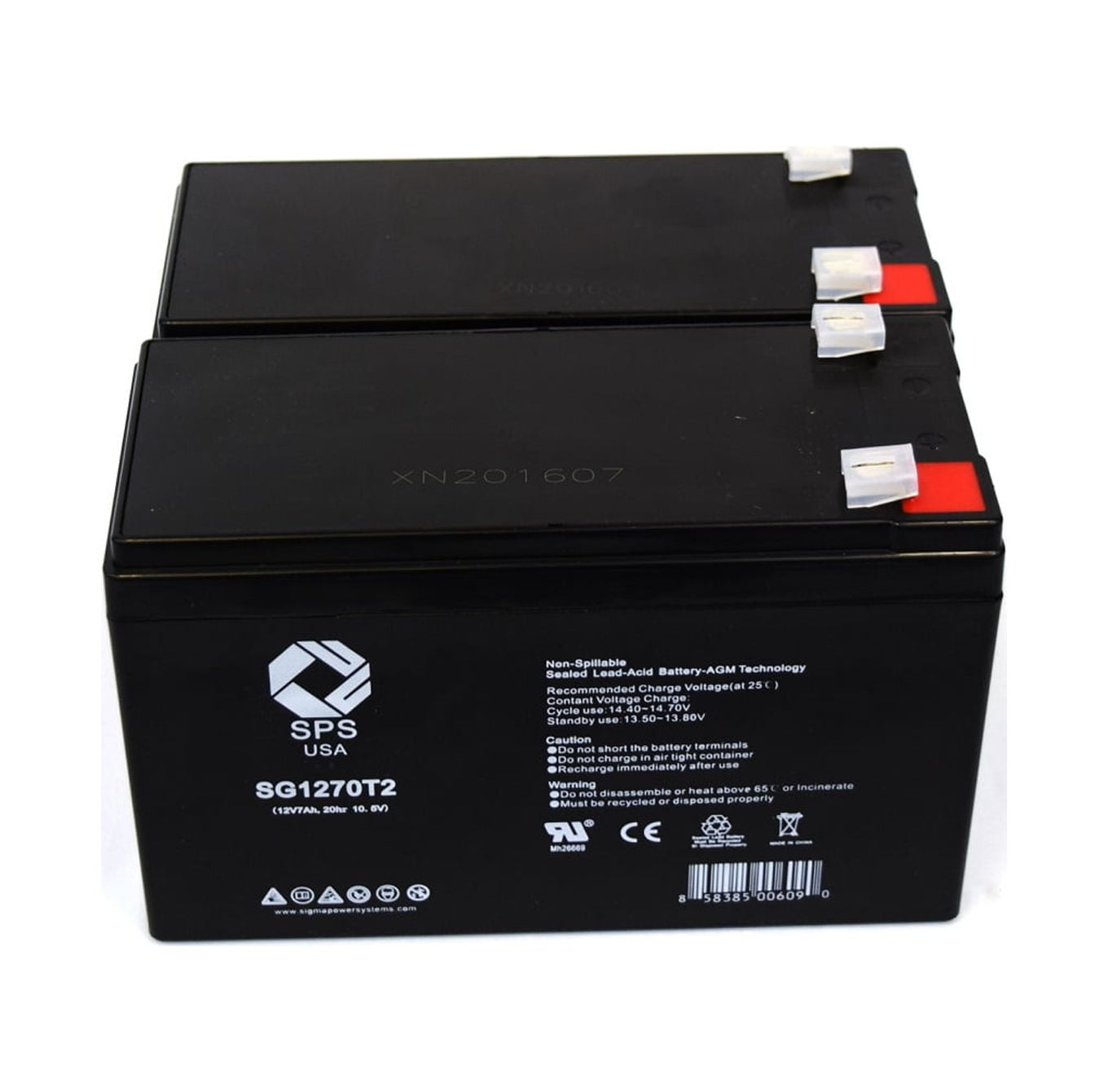 SPS Brand 12V 7 Ah Replacement Battery (SG1270T2) for Tripp Lite SU2200RT2U (72v version) UPS (2 PACK)
