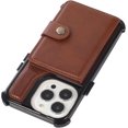 thumbnail image 5 of Compatible with iPhone 13 Pro Max Wallet Case with Card Holder PU Leather Kickstand Wrist Strap Shockproof Protective Cover for Women Man Brown, 5 of 12