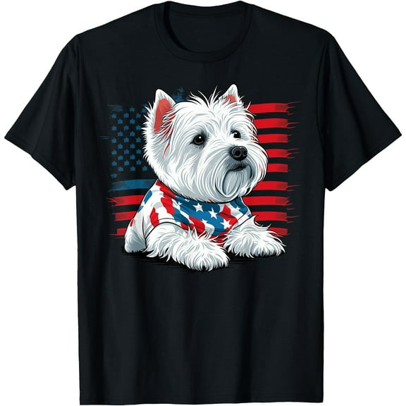 USA 4th Of July West Highland White Terrier American Westie Unisex T-Shirt for Men Women Kids Toddler