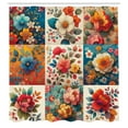 thumbnail image 4 of Ambesonne Floral Shower Curtain, Multicolor Flowering Squares, 69"Wx84"L, Orange and Dark Turquoise, 4 of 4