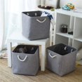 thumbnail image 4 of Fabric Storage Cube, Storage Cube Basket, Foldable Storage Box For Toys, Clothes 25 X 25 X 25 Cm (set Of 3, Grey), 4 of 5