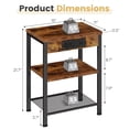 thumbnail image 2 of JIOABL 3-Tier Side Table, Set of 2, with USB & AC Charging Station, Adjustable Shelves, Multi-Use for Living Room & Bedroom, Rustic Brown, 2 of 7