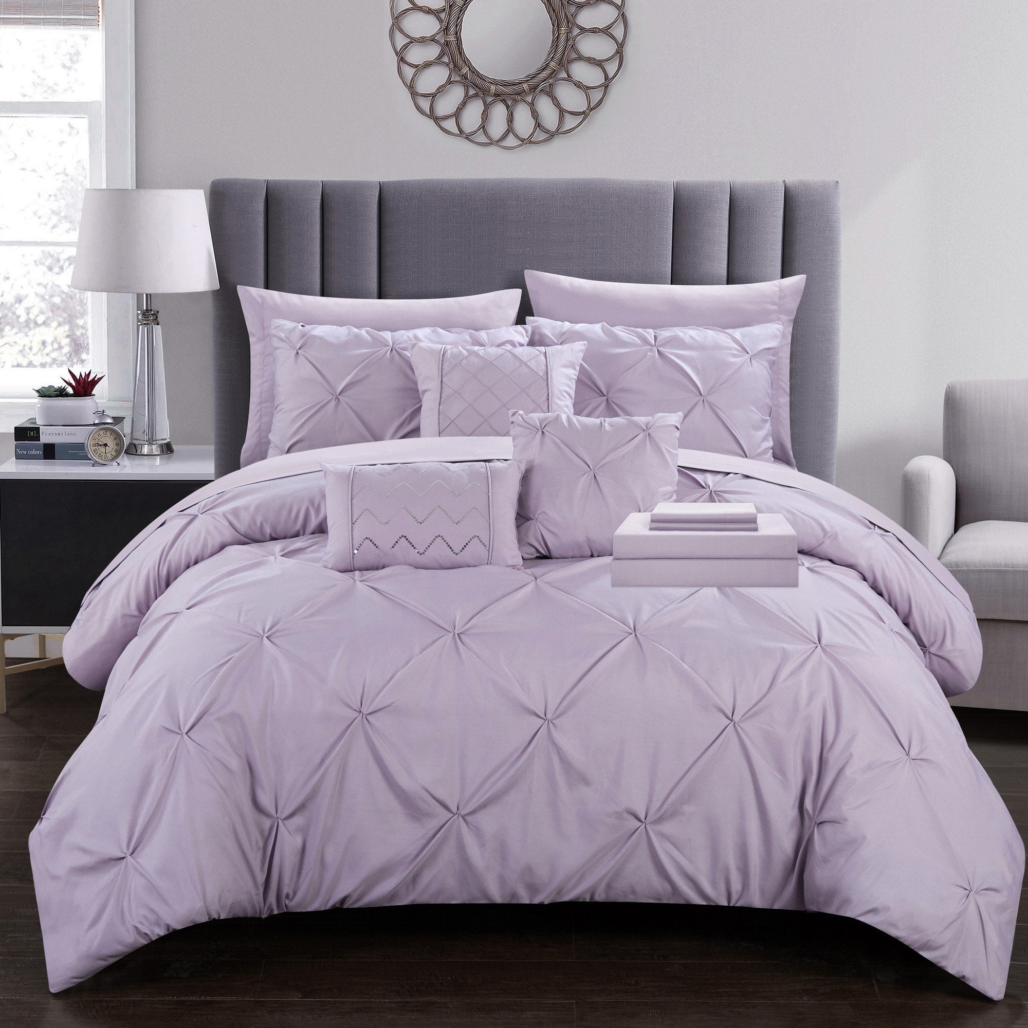 Karras 10 Piece Comforter Bed in a Bag Sheets Decorative Pillows Shams Plum 