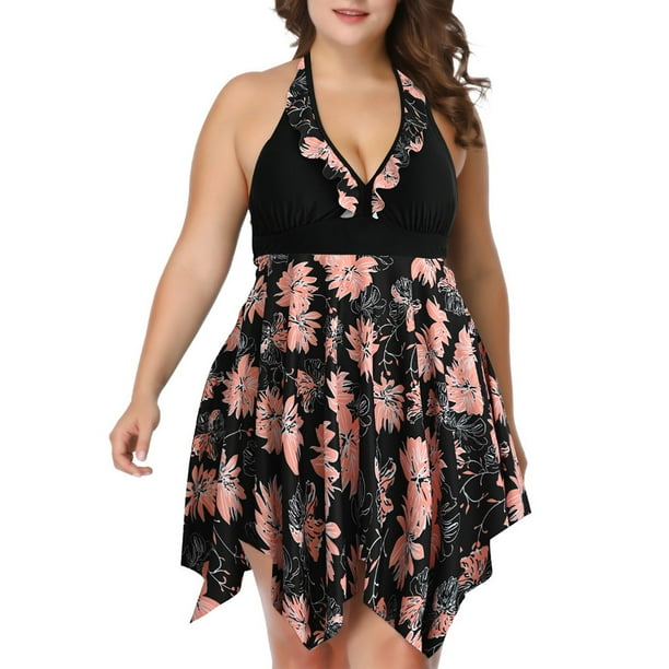 Wosthever Traje de baño de fibra acrílica, ropa de playa para parque acuático, traje de baño para playa, traje de baño para mujer, traje de Traje de baño nueva impresión, 1 4XL