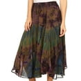 thumbnail image 3 of Sakkas Justina Womens Dance Midi Full Circle Tie-dye Skirt with Elastic Waist - Olive - One Size Regular, 3 of 5