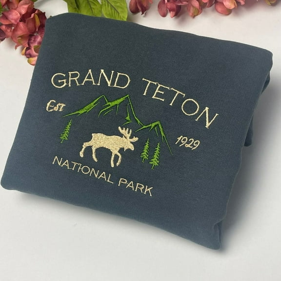 Grand Teton National Park Embroidered Crewneck