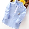 thumbnail image 5 of QIUOMBBP School Uniform Shirts for Boy Long Sleeve Button Down Dress Shirt Kids Casual Summer Spring Clothes, Blue, 150, 5 of 8
