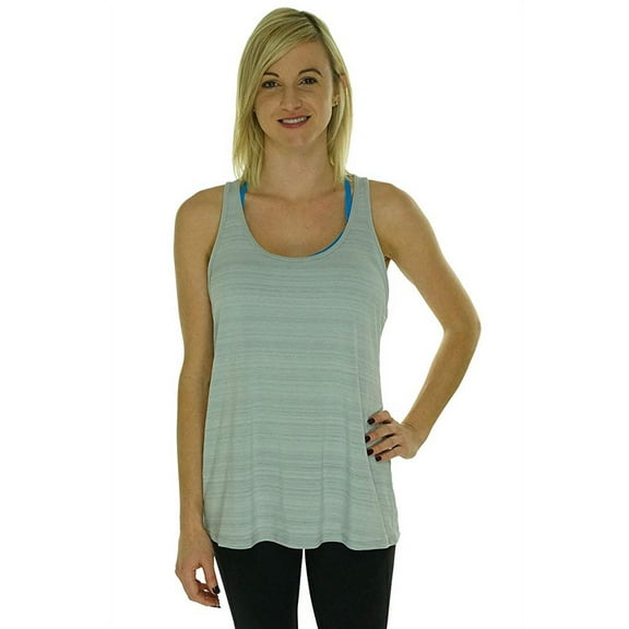 Ideology WomensSleeveless Flow Racerback Top,Silver Ice,M