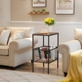 thumbnail image 4 of Spacious Storage Basket and Shelf Storage Organizer Wood and Metal End Table, 4 of 6