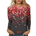 thumbnail image 1 of Cameland Chandails de la Saint-Valentin à Manches 3/4 à Col Rond pour Femmes, Décontractés, Mignons, à Imprimé de Cœur, T-Shirt, Grande Taille, Chandails à Enfiler, 1 of 3
