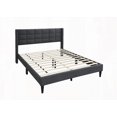 thumbnail image 5 of Elegant Modern Queen Size Bed with Charcoal Brushed Linen Box Design Headboard, 5 of 11