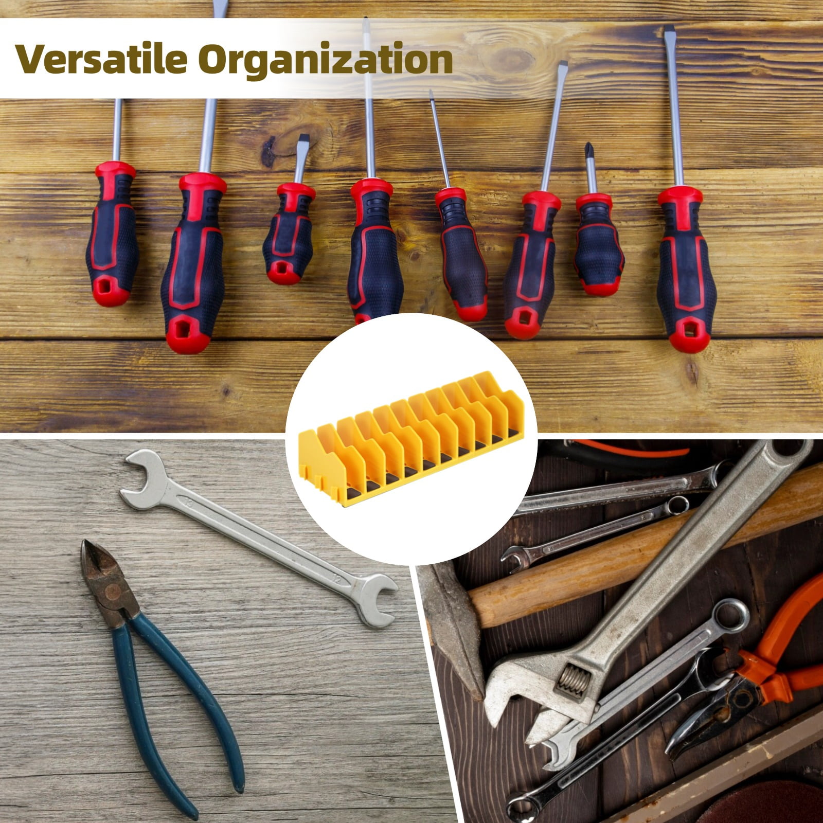 4 Pcs Plier Organizers, 10-Slot Plier Racks for Tool Box, Plasticy Pliers Storage Trays, Interlocking Wrench Holders with Non-slip Rubber Pads, Ideal for Drawer, Garage Workbench Organization