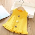 thumbnail image 2 of ZHOGXU Toddler Girls Sweater Sleeveless Round Neck Flower Design Soft Warm Stylish Knit Vest Top For Casual Daily Wear Yellow 12-18 Months, 2 of 3