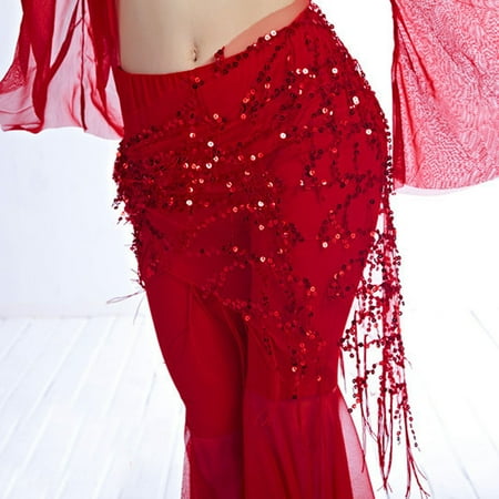 Women Belly Dance Hip Scarf Wrap Waistband Belt Skirt Coin Sequin Dancewear