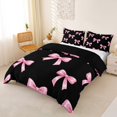 thumbnail image 3 of spefrowx Black Pink Ribbon Duvet Cover Queen for Teens, Simple Cute Bow Queen Bedding, Black Reversible, 3 Pieces, 1 Duvet Cover and 2 Pillowcases, 3 of 6