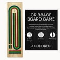 thumbnail image 2 of Tradeopia 3 Track Color Coded Wooden Cribbage Board Game with Built-in Storage and Metal Pegs, 2 of 7