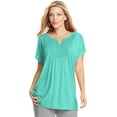 thumbnail image 1 of Just My Size Femmes Manches Courtes Slub-Jersey Tunique avec Split V-Cou Crochet Bib, 1 of 1