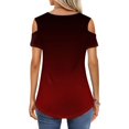 thumbnail image 7 of Tshirts Women Trendy Women's Summer Fashion Casual Gradient Printed Strapless V-Neck Short Sleeve T-Shirt Top, 7 of 7