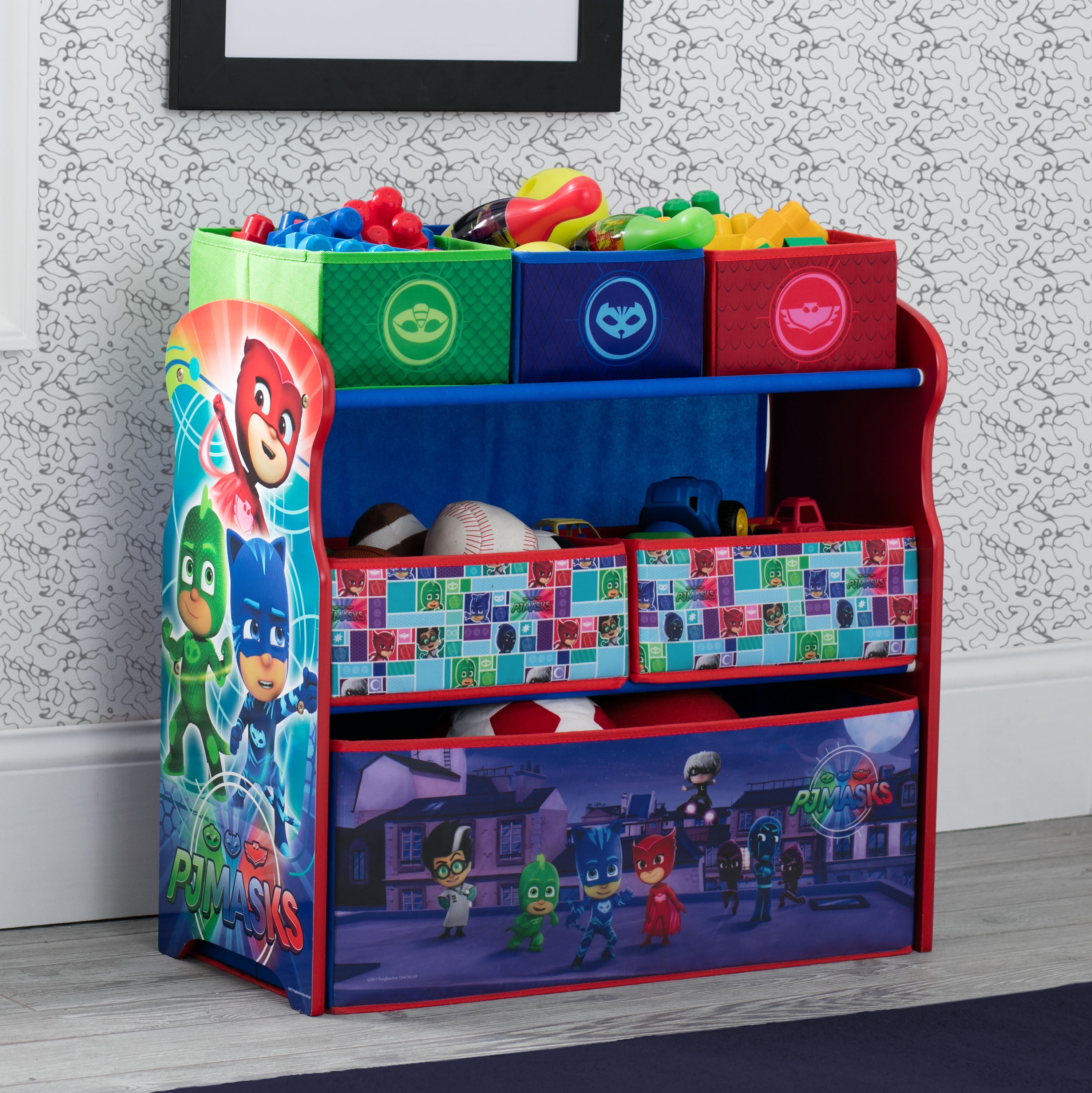 Toy Storage Organizer 6-Bin PJ Masks Design Kids Bedroom Playroom High Quality