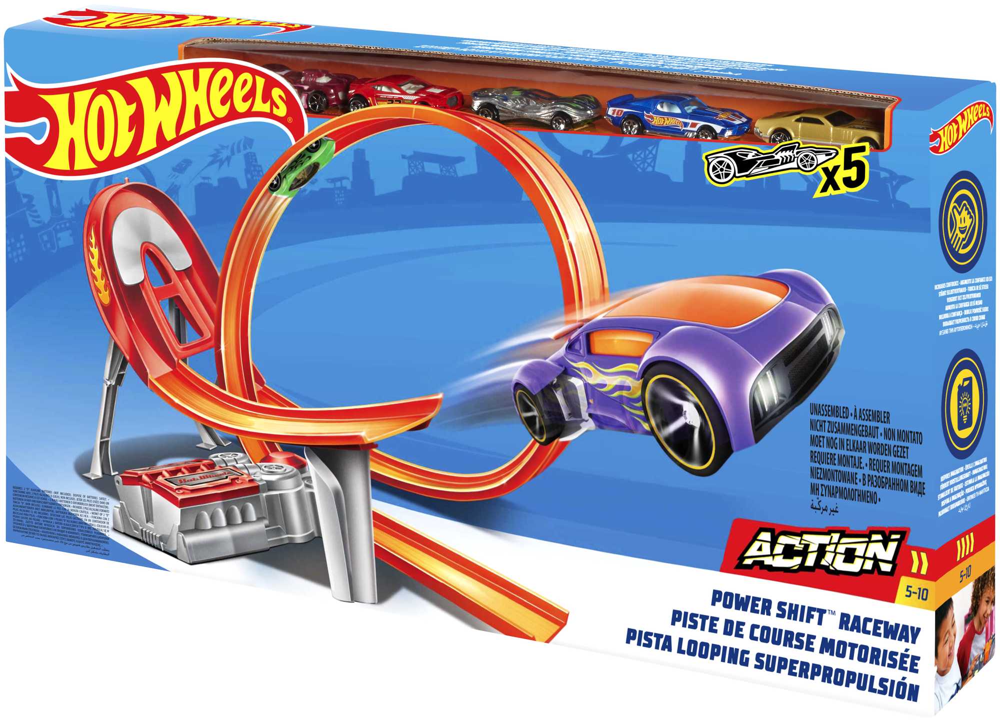 Hot Wheels Action Power Shift Motorized Raceway Track Set, Includes 5 Cars in 1:64 Scale - image 7 of 7
