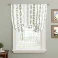 thumbnail image 2 of Sage Green Botanical Tie Up Curtains 45 Inches Long, Kitchen Window Curtains Over Sink, Modern Farmhouse Tropical Leaves Small Window Curtains Shade Balloon Curtains Valances for Bedroom/Cafe 34"x45", 2 of 8