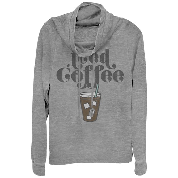 Junior's CHIN UP Iced Coffee Cowl Neck Sweatshirt Gray Heather Large