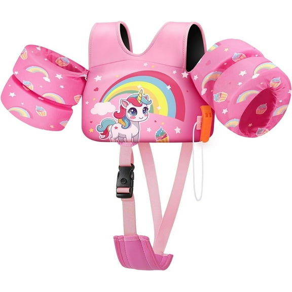HEY! SPLASH Kids Swimming Vest, Kid Floaties, Puddle Kids with Adjustable Strap, Swim Vest Water Wing Arm Kid Float, Pool Sea Swimming Aid for Boy Girl,Rainbow Unicorn