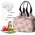 thumbnail image 4 of Pioneer Flower Floral Print Pattern Drawstring Lunch Bag Women - Drawstring Lunch Bag Insulated for Work Office - Stain-Resistant Large Lunchbags for Women with Multi-Pockets, 4 of 6
