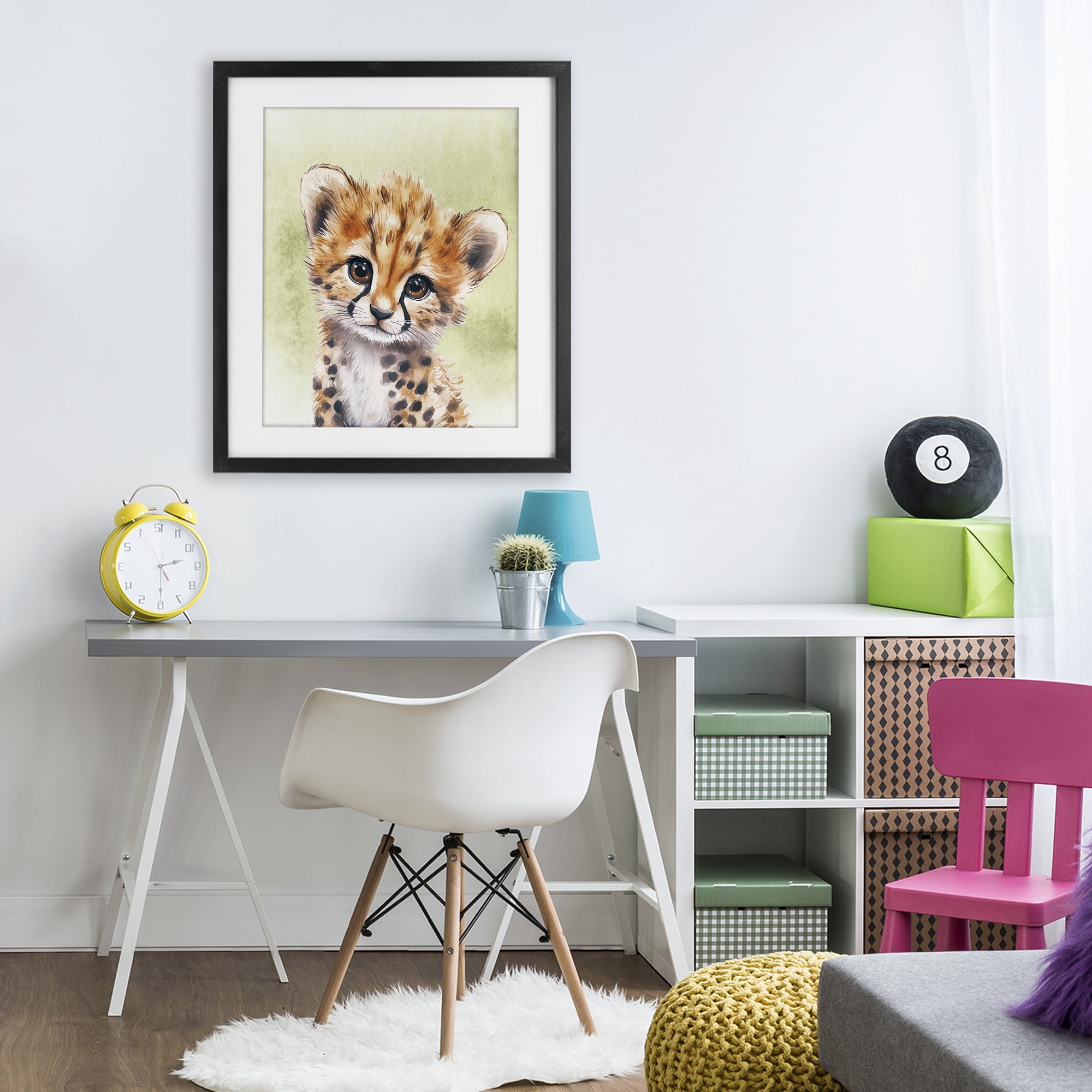 Stupell Industries Jungle Friends Baby Cheetah Black Framed Print Under Glass, design by Christine Simpson Art
