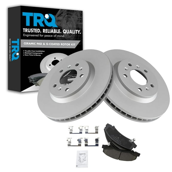 TRQ Front Brake Pad & Rotor Kit Brake Pads Brake Rotor Ceramic Vented Premium G-Coated Fits Select 2006-2011 Buick Lucerne 2006-2013 Chevrolet Impala 2014-2016 Impala Limited 2006-2007 Monte Carlo