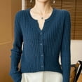 thumbnail image 5 of Fmbrln Womens Knitted Cardigan Sweaters Fashion Long Sleeve V Neck Button Cardigans Tops Casual Loose Solid Color Cardigan Coat Blue M, 5 of 5