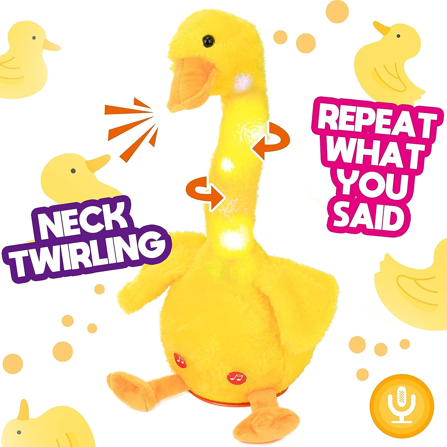 HEJULIK Glowing Dancing Duck Toy Repeats Talking Duckling Toy Wriggle